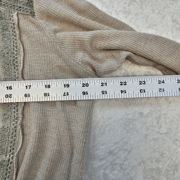 Knox Rose Top Women's Large Gray Long Sleeve Lightweight Knit Front Knot Lace‎ - Picture 4 of 8